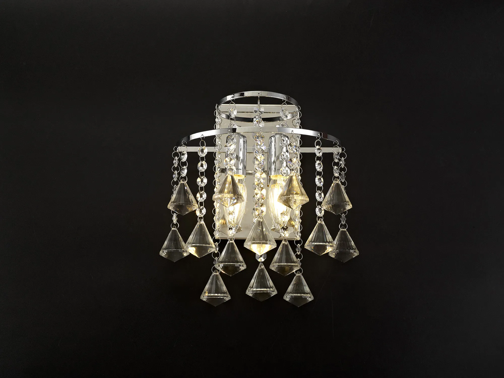 Inina Polished Chrome Crystal Wall Lights Diyas Flush Crystal Wall Lights